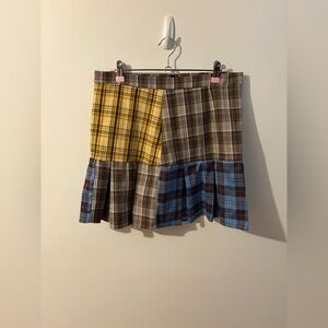 SHEIN Unity High Waist Plaid Print Pleated Skirt Size XL